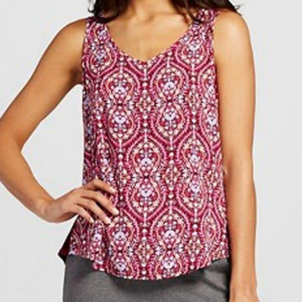 Gilligan & O'Malley Burgundy Boho Pattern Tank Top Size Medium NWT Sleep Lounge